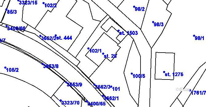 Parcela st. 28 v KÚ Rtyně v Podkrkonoší, Katastrální mapa
