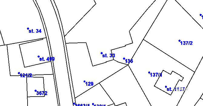 Parcela st. 33 v KÚ Rtyně v Podkrkonoší, Katastrální mapa