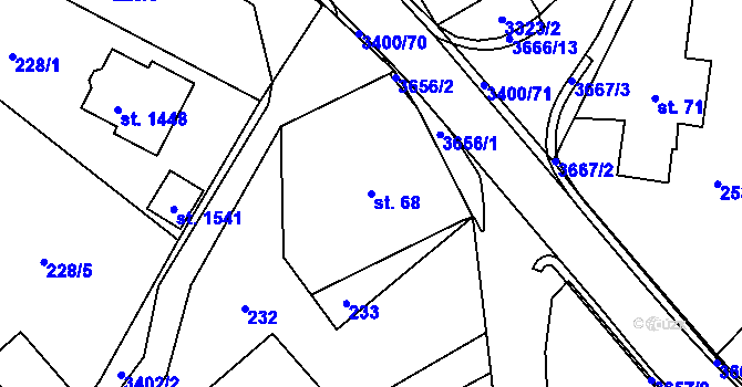 Parcela st. 68 v KÚ Rtyně v Podkrkonoší, Katastrální mapa
