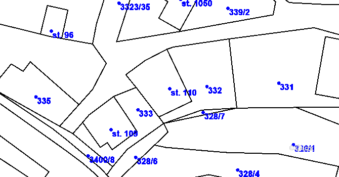 Parcela st. 110 v KÚ Rtyně v Podkrkonoší, Katastrální mapa