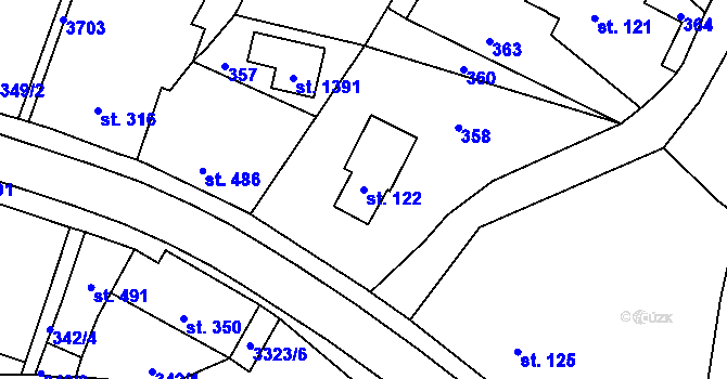 Parcela st. 122 v KÚ Rtyně v Podkrkonoší, Katastrální mapa