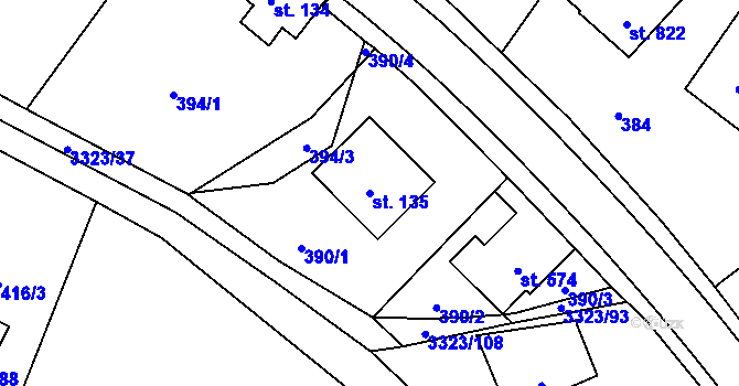 Parcela st. 135 v KÚ Rtyně v Podkrkonoší, Katastrální mapa