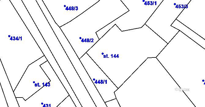 Parcela st. 144 v KÚ Rtyně v Podkrkonoší, Katastrální mapa