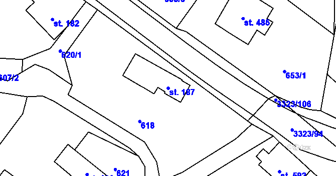 Parcela st. 187 v KÚ Rtyně v Podkrkonoší, Katastrální mapa