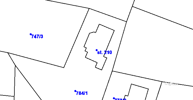 Parcela st. 210 v KÚ Rtyně v Podkrkonoší, Katastrální mapa