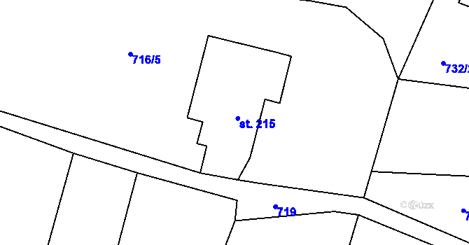 Parcela st. 215 v KÚ Rtyně v Podkrkonoší, Katastrální mapa