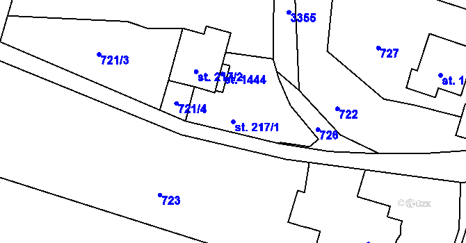 Parcela st. 217/1 v KÚ Rtyně v Podkrkonoší, Katastrální mapa