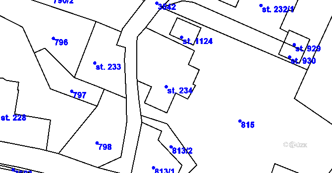 Parcela st. 234 v KÚ Rtyně v Podkrkonoší, Katastrální mapa