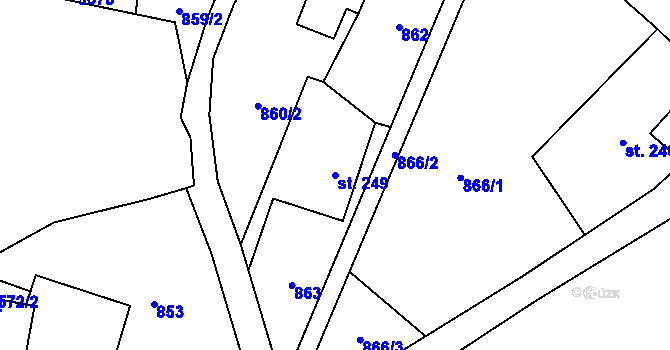 Parcela st. 249 v KÚ Rtyně v Podkrkonoší, Katastrální mapa