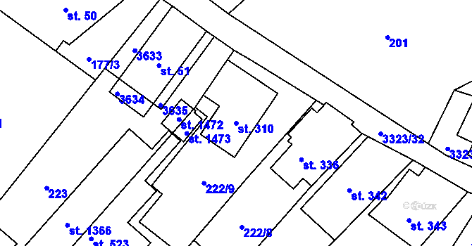 Parcela st. 310 v KÚ Rtyně v Podkrkonoší, Katastrální mapa