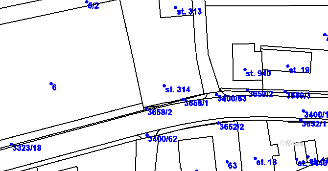 Parcela st. 314 v KÚ Rtyně v Podkrkonoší, Katastrální mapa