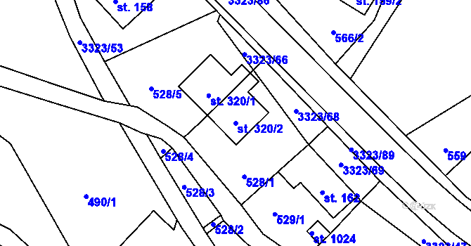 Parcela st. 320/2 v KÚ Rtyně v Podkrkonoší, Katastrální mapa