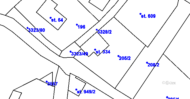 Parcela st. 334 v KÚ Rtyně v Podkrkonoší, Katastrální mapa