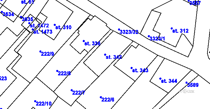 Parcela st. 342 v KÚ Rtyně v Podkrkonoší, Katastrální mapa