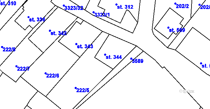 Parcela st. 344 v KÚ Rtyně v Podkrkonoší, Katastrální mapa