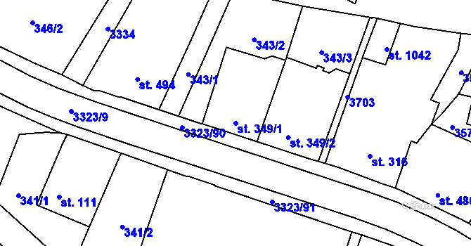 Parcela st. 349/1 v KÚ Rtyně v Podkrkonoší, Katastrální mapa