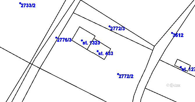 Parcela st. 433 v KÚ Rtyně v Podkrkonoší, Katastrální mapa