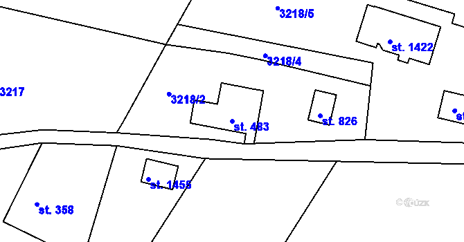 Parcela st. 483 v KÚ Rtyně v Podkrkonoší, Katastrální mapa