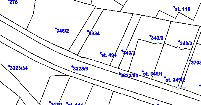 Parcela st. 494 v KÚ Rtyně v Podkrkonoší, Katastrální mapa