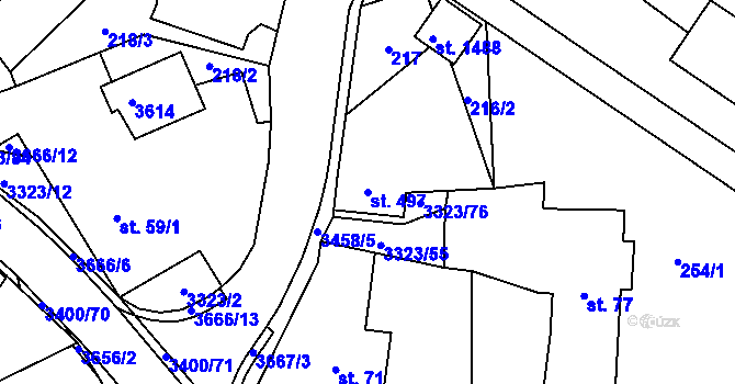 Parcela st. 497 v KÚ Rtyně v Podkrkonoší, Katastrální mapa