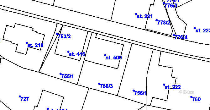 Parcela st. 500 v KÚ Rtyně v Podkrkonoší, Katastrální mapa