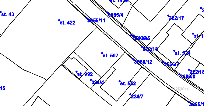Parcela st. 507 v KÚ Rtyně v Podkrkonoší, Katastrální mapa