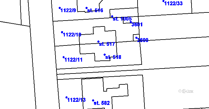 Parcela st. 518 v KÚ Rtyně v Podkrkonoší, Katastrální mapa
