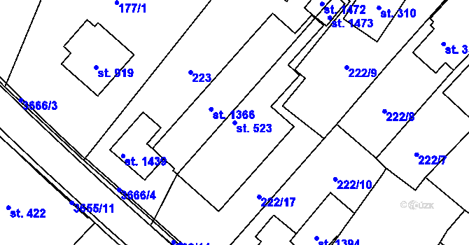 Parcela st. 523 v KÚ Rtyně v Podkrkonoší, Katastrální mapa