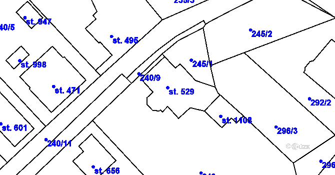 Parcela st. 529 v KÚ Rtyně v Podkrkonoší, Katastrální mapa