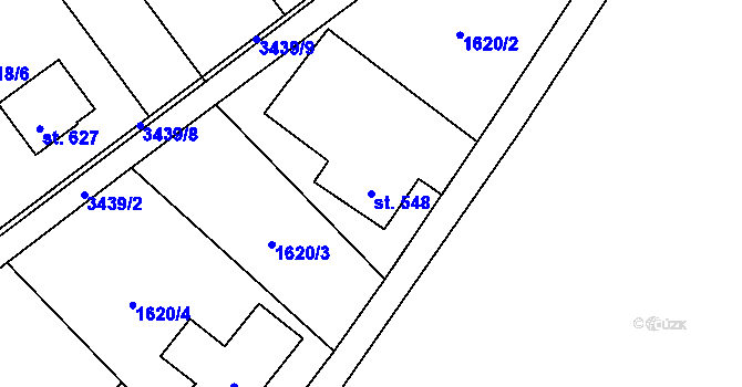 Parcela st. 548 v KÚ Rtyně v Podkrkonoší, Katastrální mapa