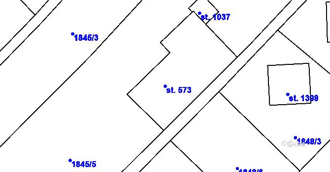 Parcela st. 573 v KÚ Rtyně v Podkrkonoší, Katastrální mapa