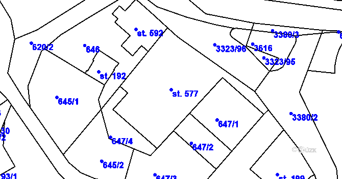Parcela st. 577 v KÚ Rtyně v Podkrkonoší, Katastrální mapa
