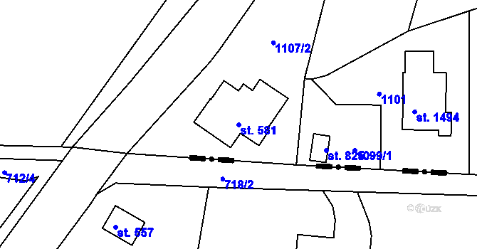 Parcela st. 581 v KÚ Rtyně v Podkrkonoší, Katastrální mapa