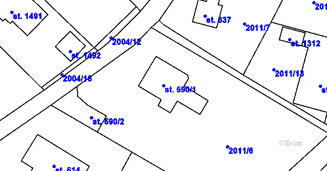 Parcela st. 590/1 v KÚ Rtyně v Podkrkonoší, Katastrální mapa