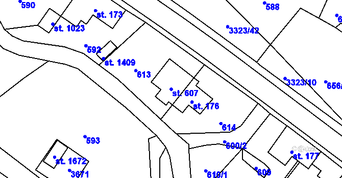 Parcela st. 607 v KÚ Rtyně v Podkrkonoší, Katastrální mapa