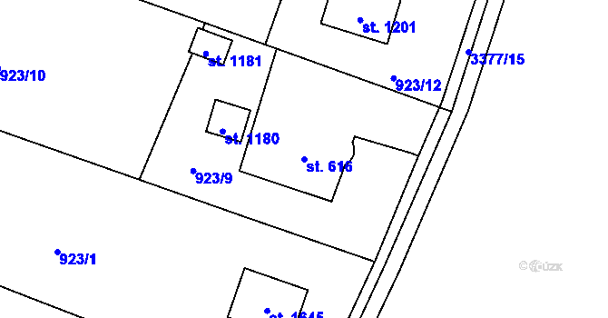 Parcela st. 616 v KÚ Rtyně v Podkrkonoší, Katastrální mapa