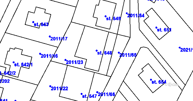 Parcela st. 648 v KÚ Rtyně v Podkrkonoší, Katastrální mapa