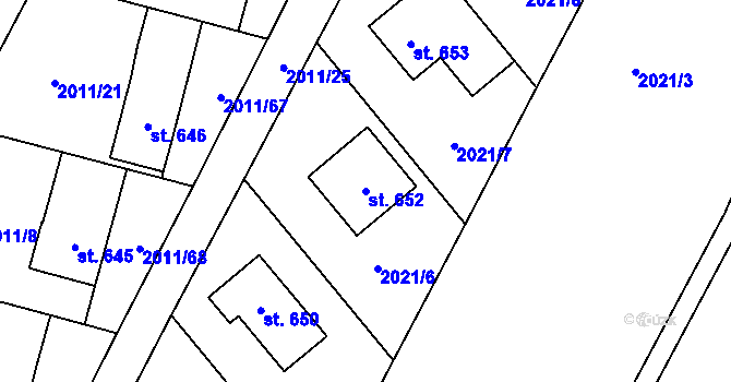 Parcela st. 652 v KÚ Rtyně v Podkrkonoší, Katastrální mapa