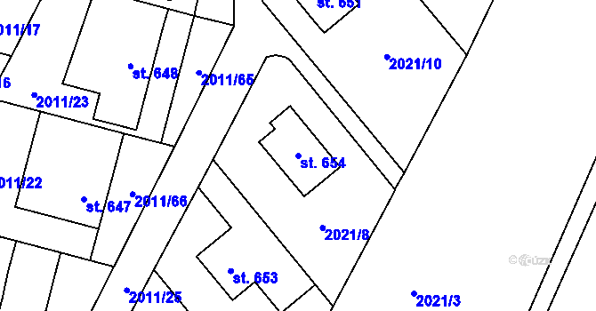 Parcela st. 654 v KÚ Rtyně v Podkrkonoší, Katastrální mapa