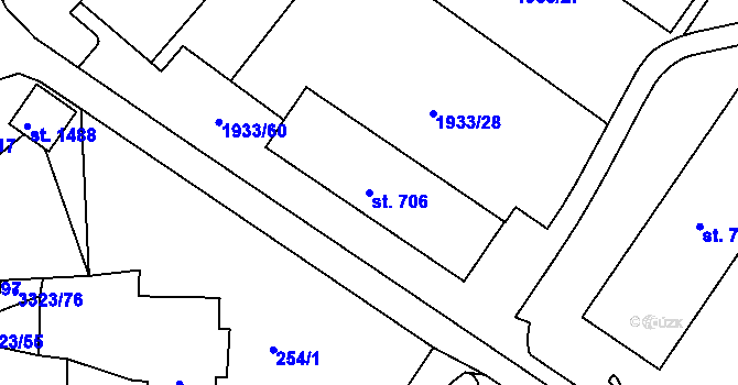 Parcela st. 706 v KÚ Rtyně v Podkrkonoší, Katastrální mapa