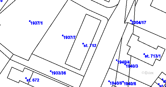 Parcela st. 712 v KÚ Rtyně v Podkrkonoší, Katastrální mapa