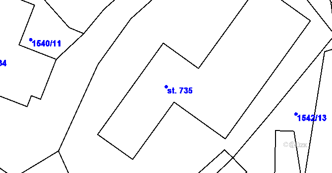 Parcela st. 735 v KÚ Rtyně v Podkrkonoší, Katastrální mapa