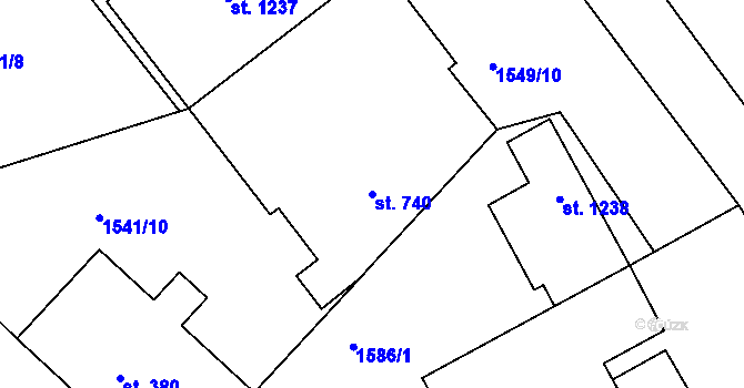 Parcela st. 740 v KÚ Rtyně v Podkrkonoší, Katastrální mapa