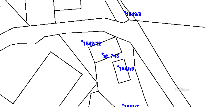 Parcela st. 743 v KÚ Rtyně v Podkrkonoší, Katastrální mapa