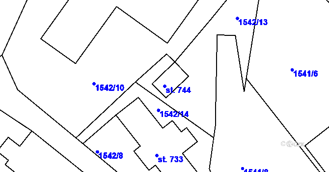 Parcela st. 744 v KÚ Rtyně v Podkrkonoší, Katastrální mapa