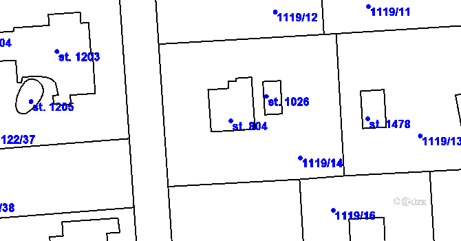 Parcela st. 804 v KÚ Rtyně v Podkrkonoší, Katastrální mapa
