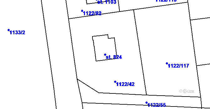 Parcela st. 824 v KÚ Rtyně v Podkrkonoší, Katastrální mapa