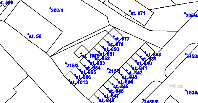 Parcela st. 851 v KÚ Rtyně v Podkrkonoší, Katastrální mapa