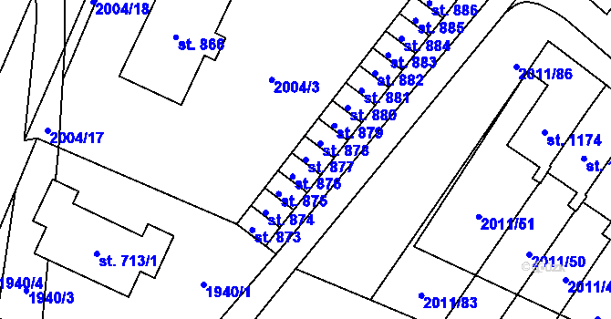 Parcela st. 877 v KÚ Rtyně v Podkrkonoší, Katastrální mapa