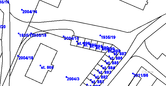 Parcela st. 895 v KÚ Rtyně v Podkrkonoší, Katastrální mapa